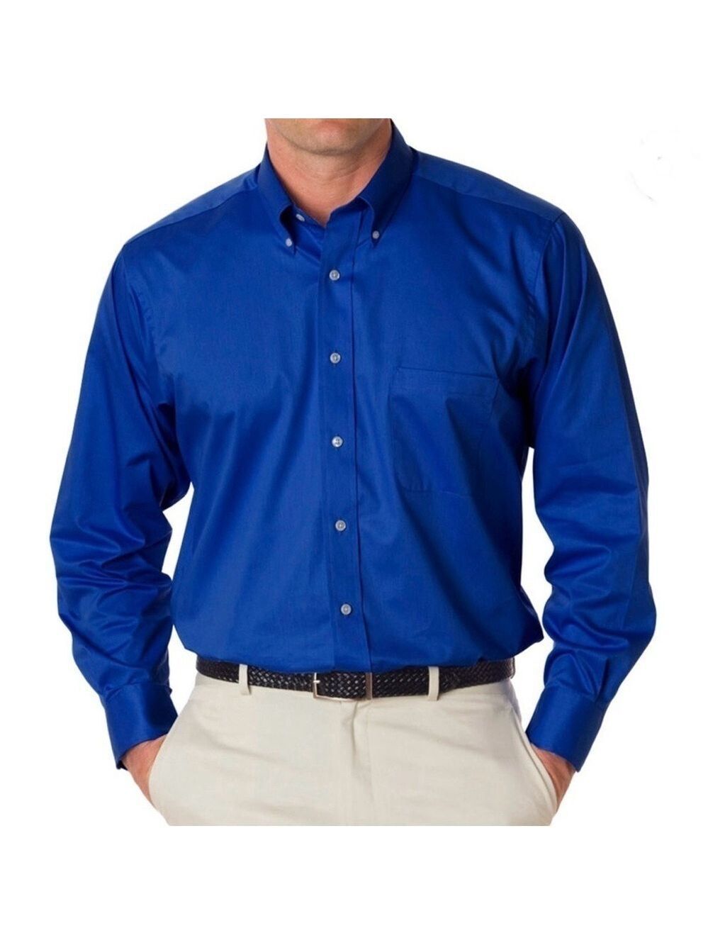 Van Heusen Lux Sateen regular fit royal blue dress shirt 15.5 (34-35 sleeve)